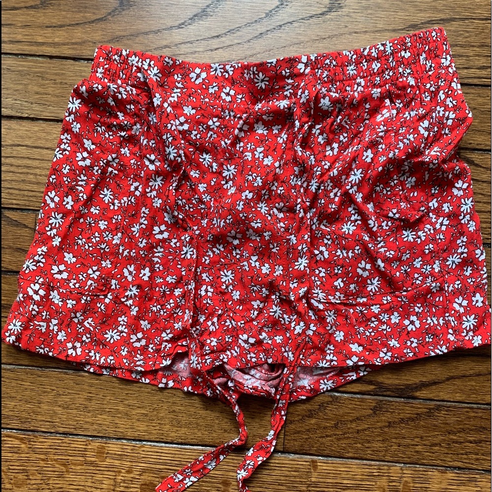 Red Flowered Shorts